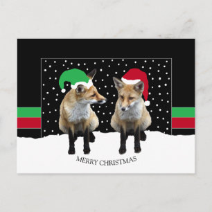 Festive Fox Cubs Holiday Postcard