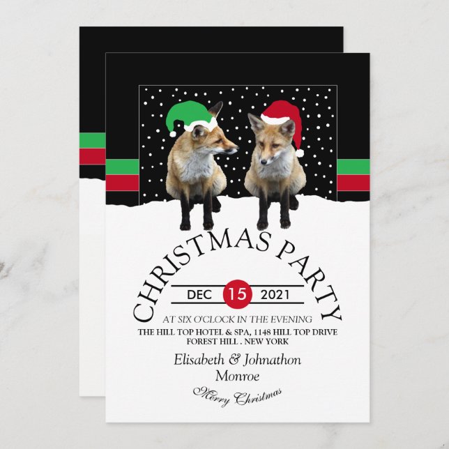 Festive Fox Cubs Invitation (Front/Back)