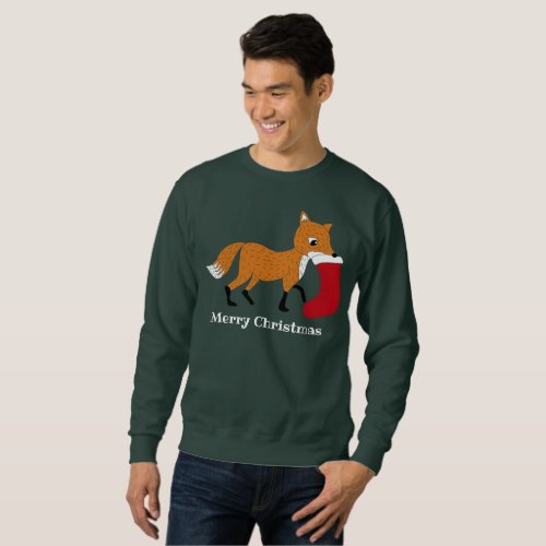 Festive Fox with Christmas Stocking Custom Graphic Sweatshirt