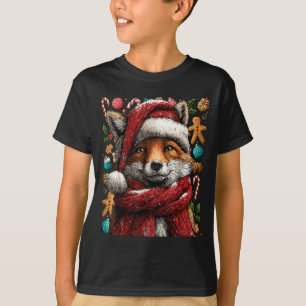 Festive Fox With Snow Santa Hat Winter Christmas A T-Shirt