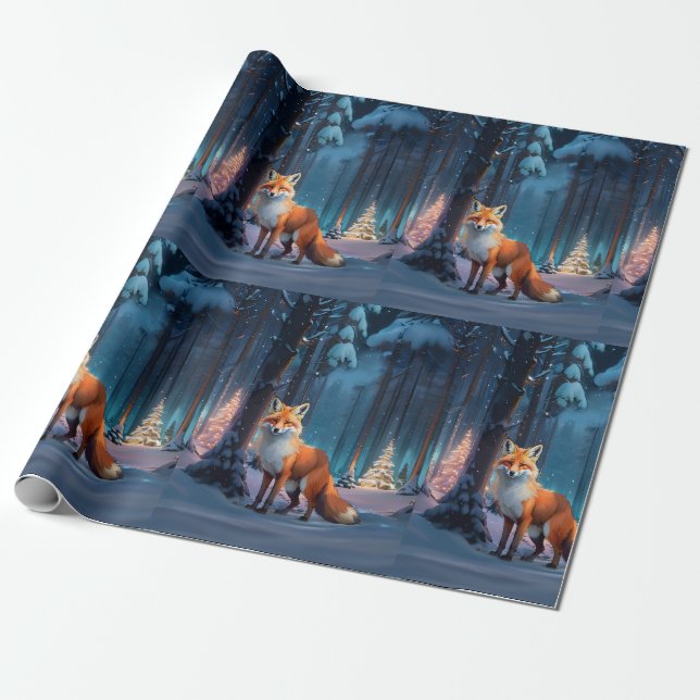 Festive Fox Wrapping Paper (Unrolled)