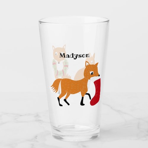 Festive Foxed Personalized Christmas Glass