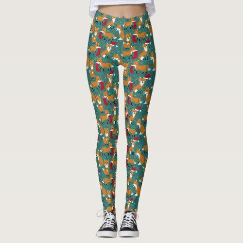 Festive Foxes Cute Patterned Christmas Leggings