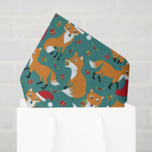 Festive Foxes Cute Patterned Christmas Tissue Paper
