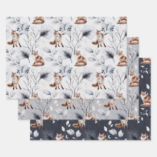Festive Foxes Wrapping Paper Sheets