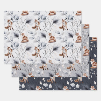Festive Foxes Wrapping Paper Sheets