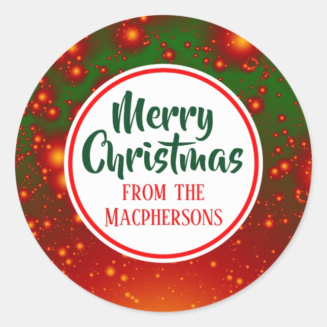 Festive Fractal Christmas Stickers (Red Circle) (Front)