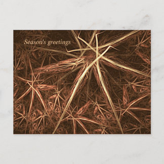 Festive fractal straw stars holiday postcard