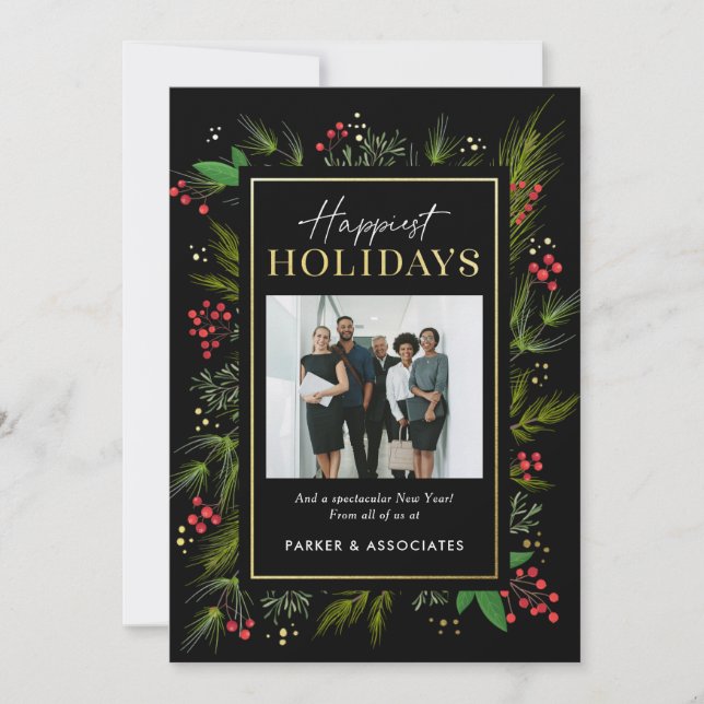Festive Frame Business Holiday Photo Card (Front)