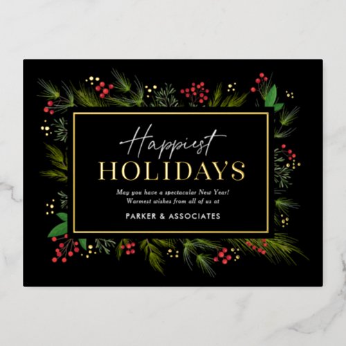 Festive Frame REAL FOIL Business Holiday Postcard