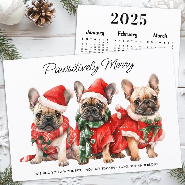 Festive French Bulldog Dog 2026 Calendar Christmas Holiday Card (Creator Uploaded)
