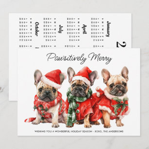 Festive French Bulldog Dog 2027 Calendar Christmas Holiday Card