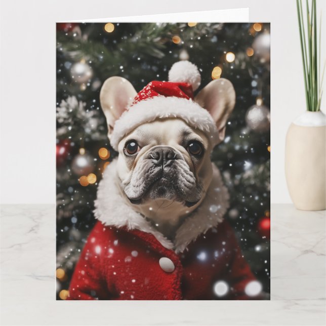 Festive Frenchie: A Holiday Portrait Card (Front)
