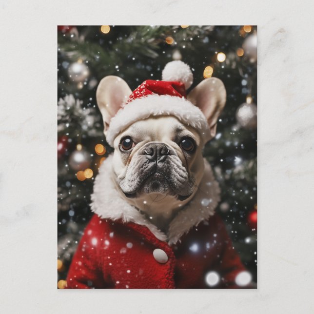 Festive Frenchie: A Holiday Portrait Postcard (Front)