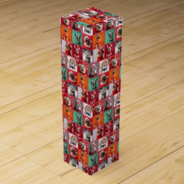 Festive Frenchie and Friends Wine Gift Box (Front)