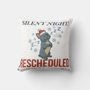Festive Frenchie Sleepy Christmas Home Decor Throw Pillow