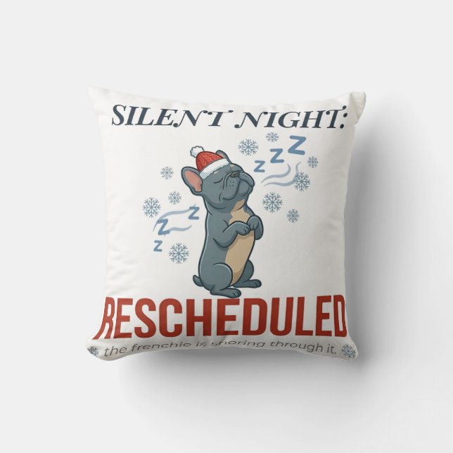 Festive Frenchie Sleepy Christmas Home Decor Throw Pillow (Front)