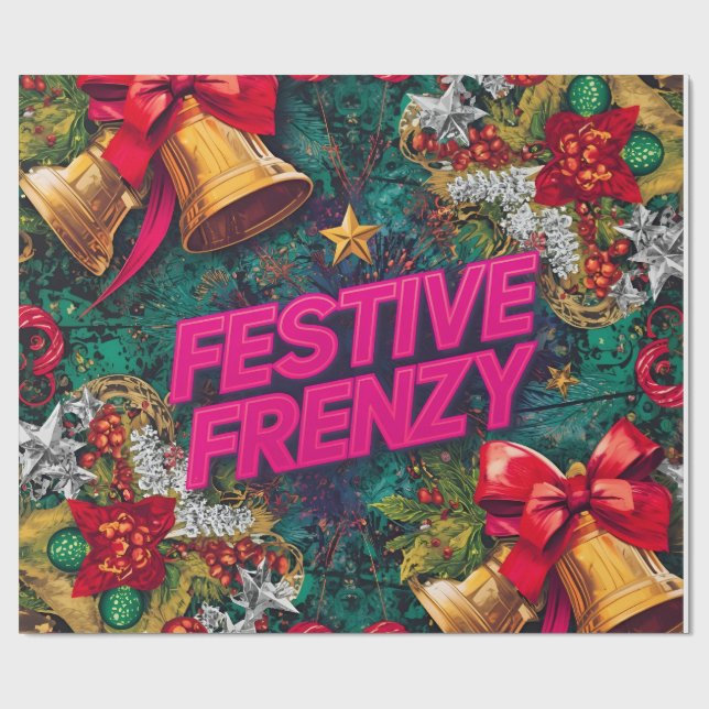 Festive Frenzy Maximalist Holiday Wrapping Paper (Flat)