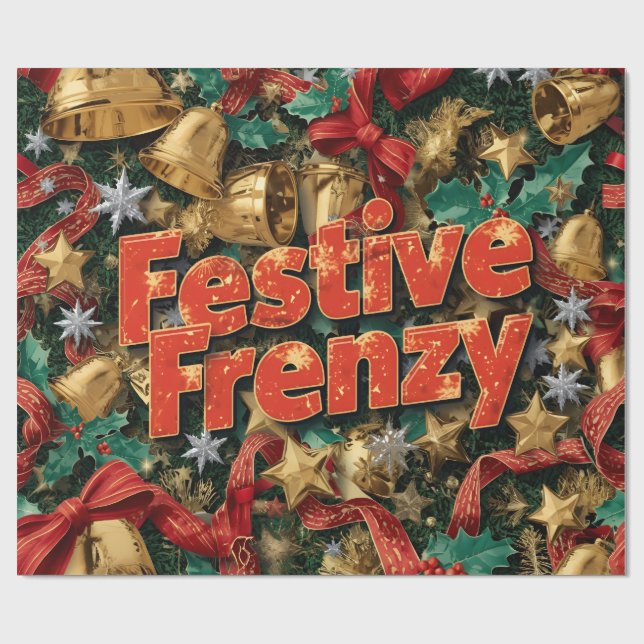 Festive Frenzy Maximalist Holiday Wrapping Paper (Flat)