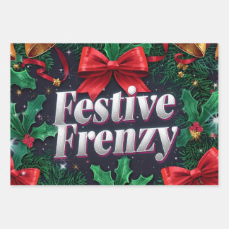 Festive Frenzy Maximalist Holiday Wrapping Paper Sheets