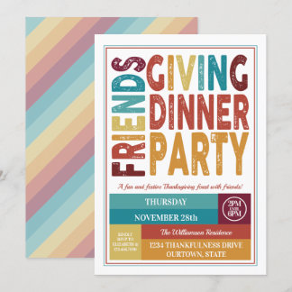 Festive Friendsgiving Dinner Party Invitations