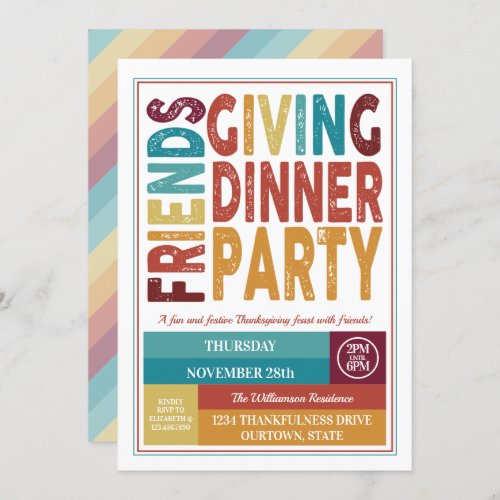Festive Friendsgiving Dinner Party Invitations - Share the thanks this year when you personalize these festive Friendsgiving dinner invitations for all your guests