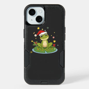 Festive Frog Joy - Cute Christmas Frog on Lily Pad iPhone 15 Case
