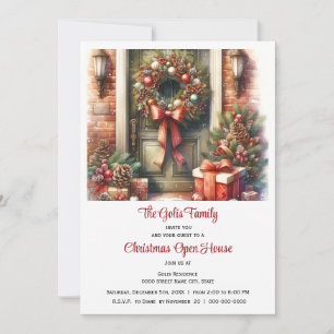 Festive Front Door Christmas Open House Invitation