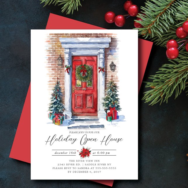 Festive Front Door Holiday Open House  Invitation (Creator Uploaded)