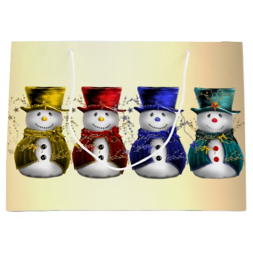 Festive Frosty Friends Snowmen Christmas Large Gift Bag