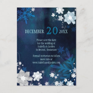 Festive Frosty Winter Wedding Save the Date Announcement Postcard