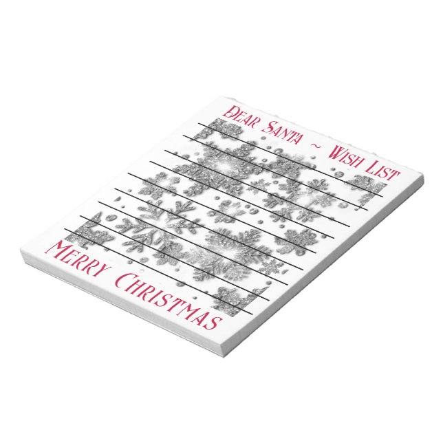 Festive frozen snowflakes, Santa’s wish list  Notepad (Rotated)