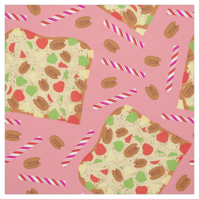 Festive Fruitcake & Candy Cane Holiday Fabric (Swatch)