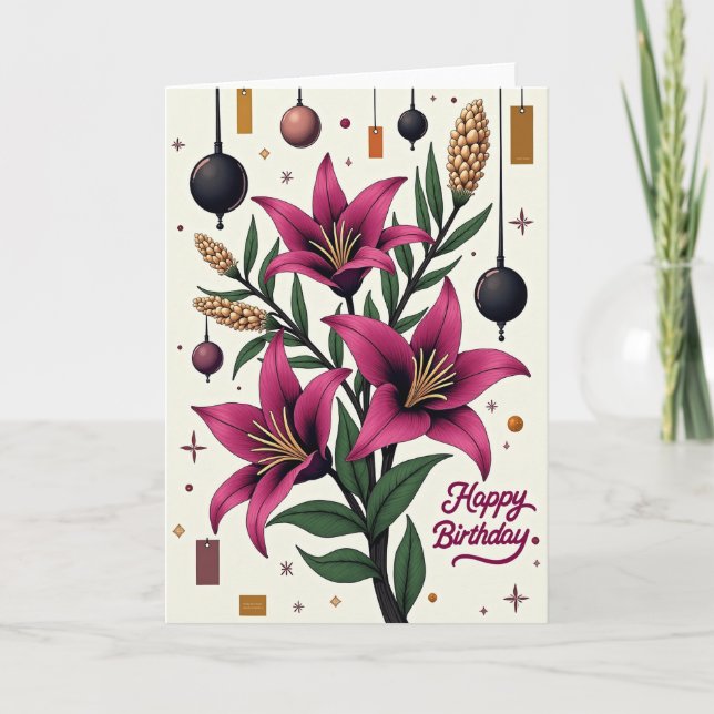 Festive Fuchsia Bloom Card (Front)