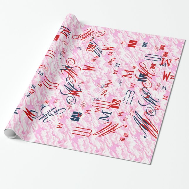 Festive Fuchsia Pink Clouds Decor Wrapping Paper (Unrolled)