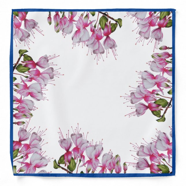 'Festive Fuchsias' on a Bandana (Front)
