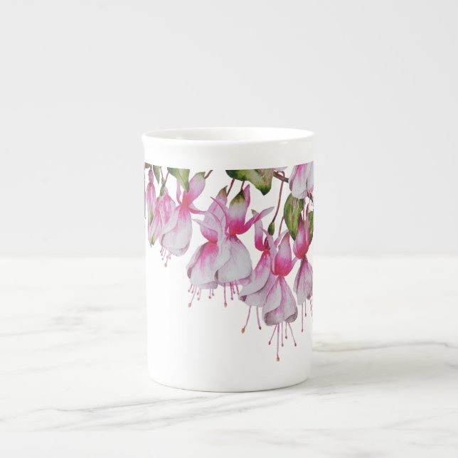 'Festive Fuchsias' on a Bone China Mug (Front)