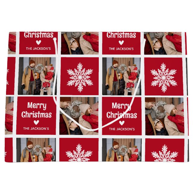 Festive Fun 2x Photo Grid Christmas Gift Large Gift Bag (Front)
