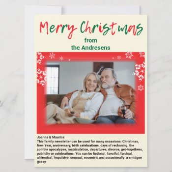 Festive Fun Christmas Family Photo Newsletter Holiday Card by Zazzimsical at Zazzle