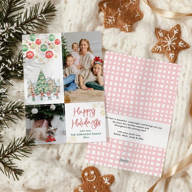 Festive Fun Christmas Tree Happy Holidays 2 Photo Holiday Card (Creator Uploaded)