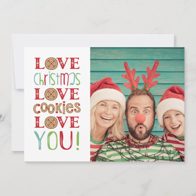 Festive Fun Cute Family Christmas Photo Card (Front)