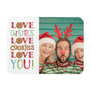 Festive Fun Cute Family Christmas Photo Magnet