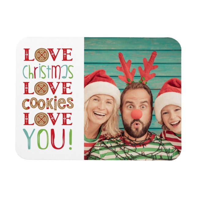 Festive Fun Cute Family Christmas Photo Magnet (Horizontal)