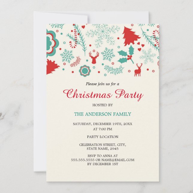 Festive Fun Green Red Christmas Party Invitation (Front)