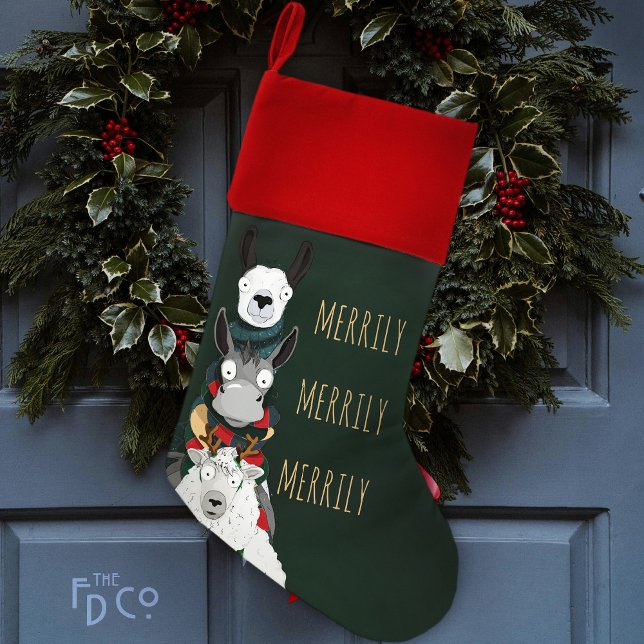 Festive Fun “Merrily Merrily Merrily" Green Christmas Stocking (Creator Uploaded)