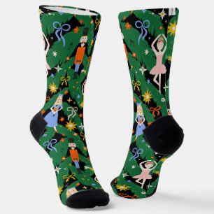 Festive Fun Nutcracker Ballet Christmas Black Socks