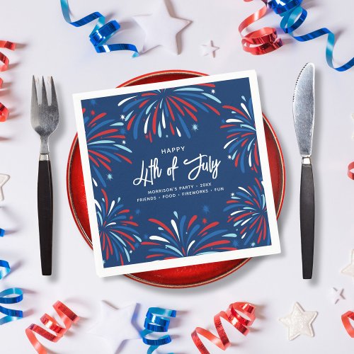 Festive Fun Patriotic Fireworks 4th of July Party Napkins