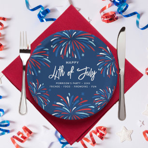 Festive Fun Patriotic Fireworks 4th of July Party Paper Plates