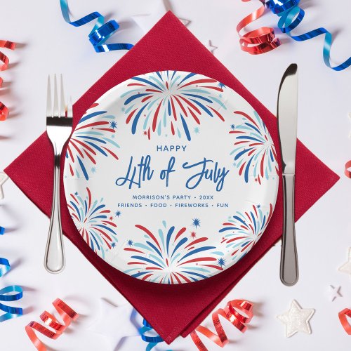 Festive Fun Patriotic Fireworks 4th of July Party Paper Plates