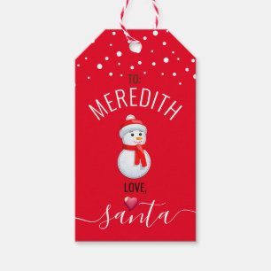 Festive, Fun Red "Love, Santa" Custom Christmas Gift Tags